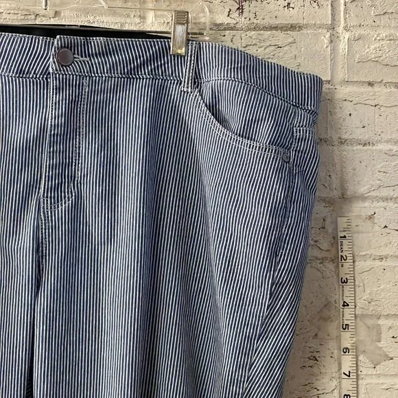 Avenue Denim Blue Striped Crapri Jeans 24W | Railroad Stripe | Plus Size - Picture 3 of 11